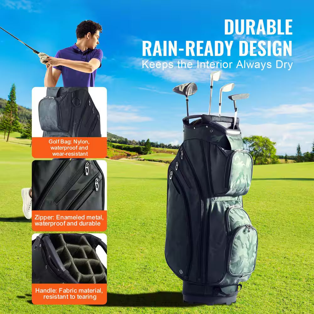 Golf Cart Bag with 14 Way Organizer Divider Top, 36 In. 11 Pockets Premium Nylon Cart Bag, Durable Golf Bags