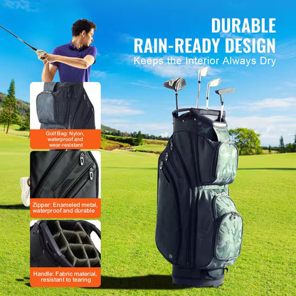 Golf Cart Bag with 14 Way Organizer Divider Top, 36 In. 11 Pockets Premium Nylon Cart Bag, Durable Golf Bags