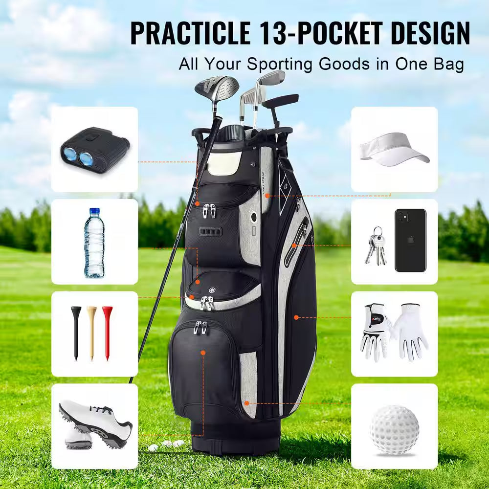 Golf Cart Bag with 14 Way Organizer Divider Top, 36 In. 13 Pockets Premium Cart Bag, Durable Golf Bags with Handles