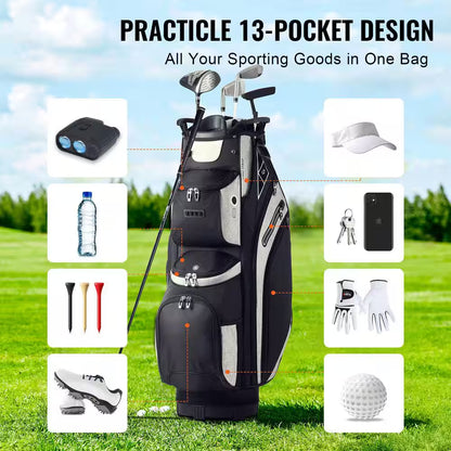 Golf Cart Bag with 14 Way Organizer Divider Top, 36 In. 13 Pockets Premium Cart Bag, Durable Golf Bags with Handles