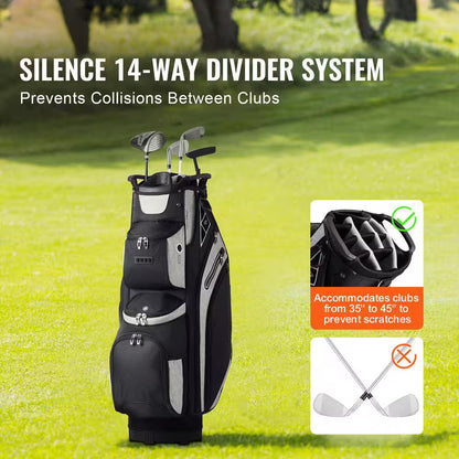 Golf Cart Bag with 14 Way Organizer Divider Top, 36 In. 13 Pockets Premium Cart Bag, Durable Golf Bags with Handles