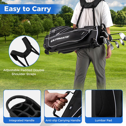 Men'S Complete Golf Clubs Package Set 10 Pieces Includes Alloy Driver Black