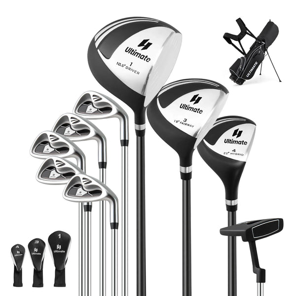 Men'S Complete Golf Clubs Package Set 10 Pieces Includes Alloy Driver Black