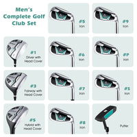 Ultimate Men'S Golf Complete Set with Rain Hood, 13 Pieces, Green