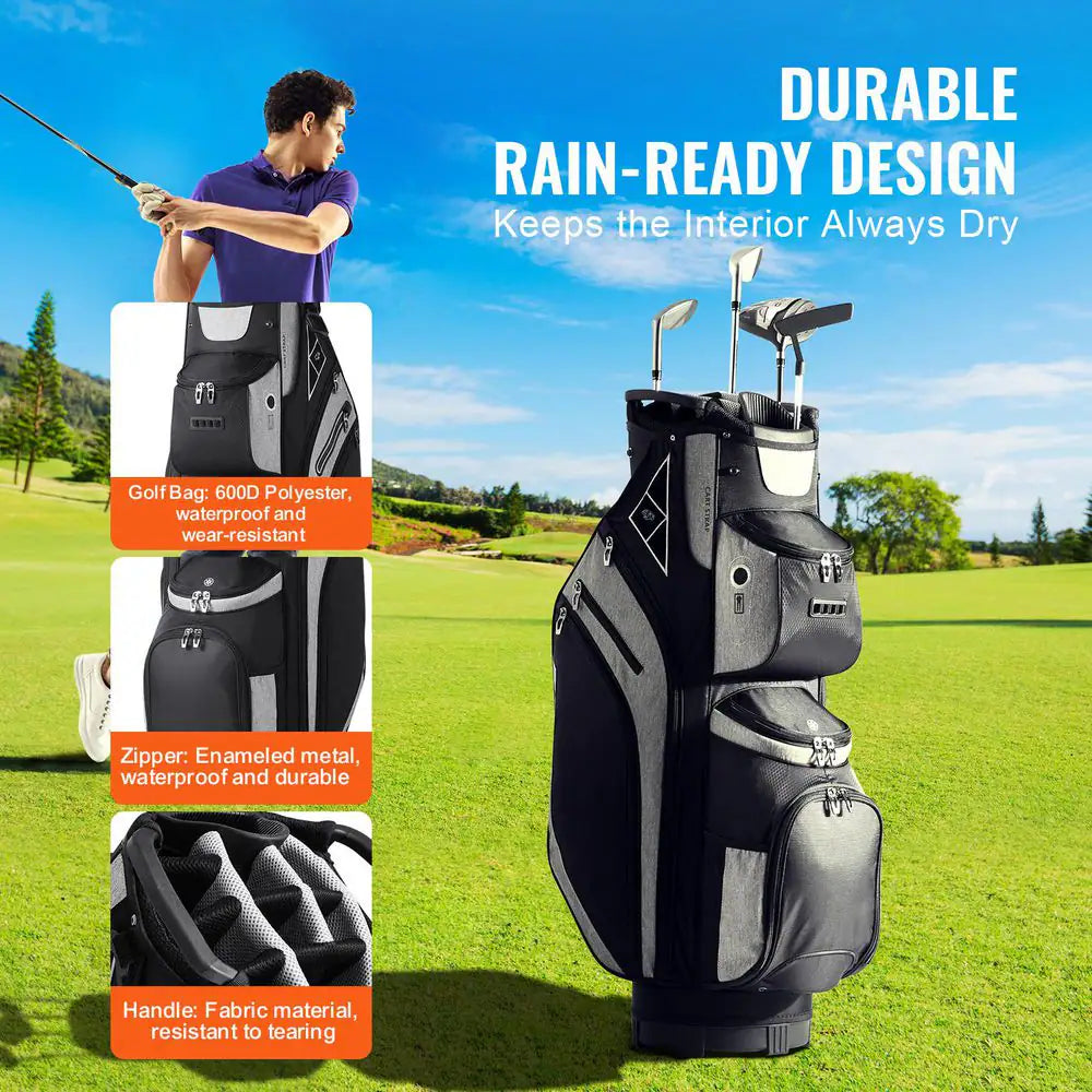 Golf Cart Bag with 14 Way Organizer Divider Top, 36 In. 13 Pockets Premium Cart Bag, Durable Golf Bags with Handles