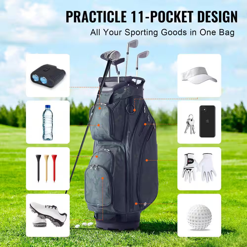 Golf Cart Bag with 14 Way Organizer Divider Top, 36 In. 11 Pockets Premium Nylon Cart Bag, Durable Golf Bags