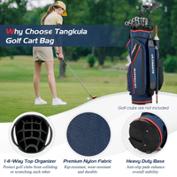 9.5" Golf Cart Bag W/14 Divider Rain Hood Cooler Bag 8 Pockets
