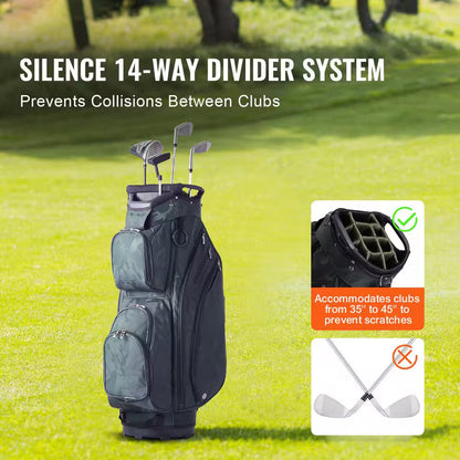 Golf Cart Bag with 14 Way Organizer Divider Top, 36 In. 11 Pockets Premium Nylon Cart Bag, Durable Golf Bags