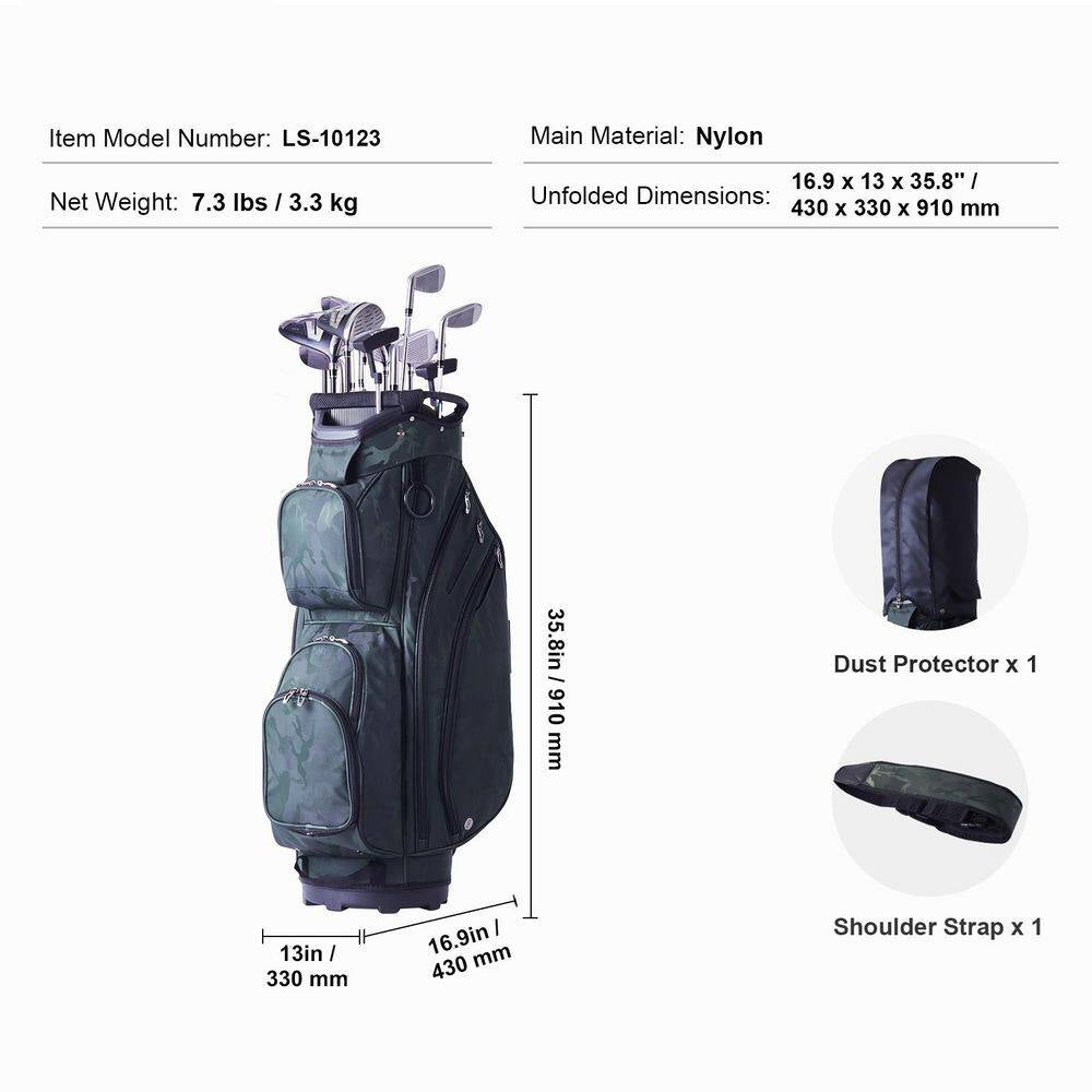 Golf Cart Bag with 14 Way Organizer Divider Top, 36 In. 11 Pockets Premium Nylon Cart Bag, Durable Golf Bags