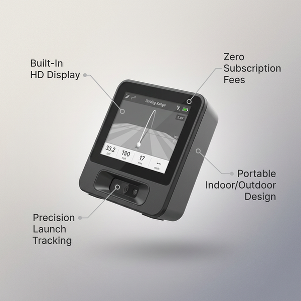 SC4 PRO Golf Launch Monitor & 3D Driving Range Simulator for Indoor and Outdoor Use | Portable Golf Swing Analyzer & Golf Tracker with Built-In Screen | No Fees